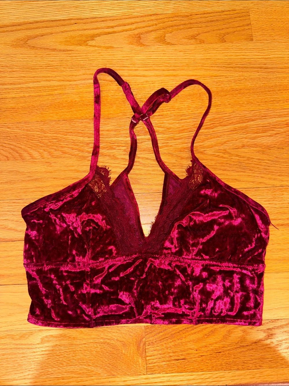aerie Velvet Lace Bralette - Burgundy